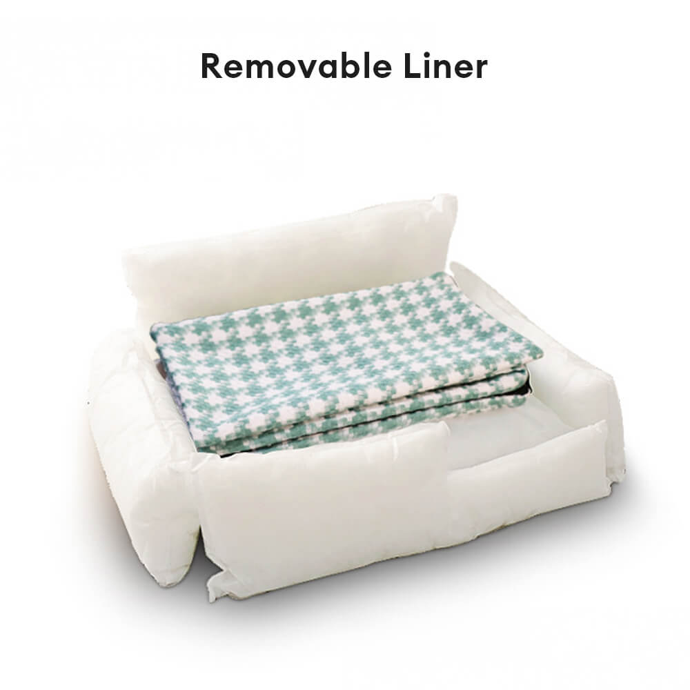 Cama Sofá de Algodón-Lino de Houndstooth de Lujo para Perros y Gatos, Confort en Todas las Temporadas