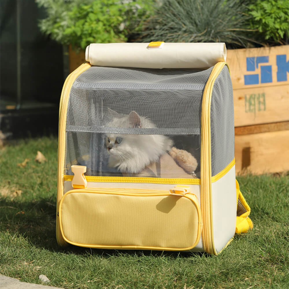 Mochila para mascotas multifuncional completamente transpirable, bolso transportador de gato
