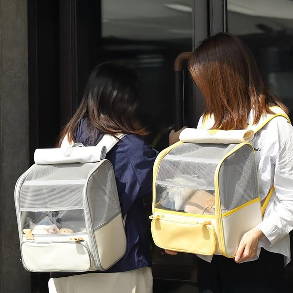 Mochila para mascotas multifuncional completamente transpirable, bolso transportador de gato