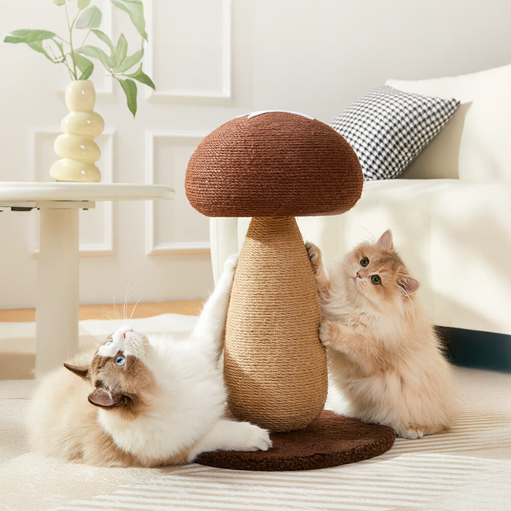 Poste rascador de sisal natural en forma de hongo para gatos grandes