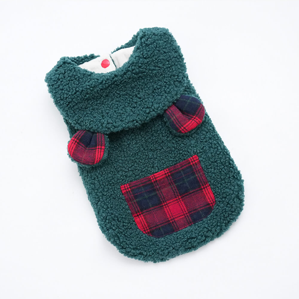 Chaleco Sherpa con ribete de cuadros para perros: cómodo, bonito y perfecto para el invierno