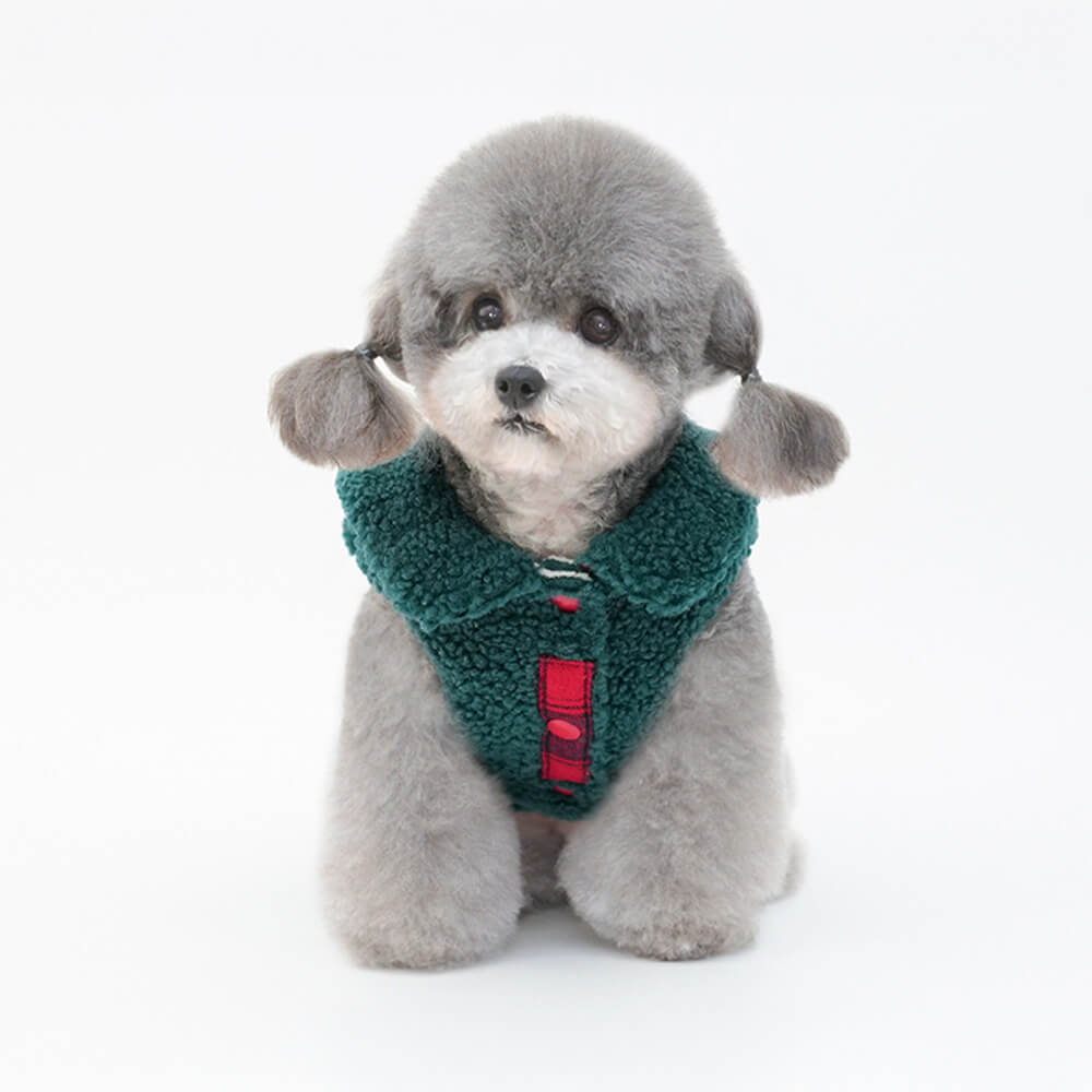 Chaleco Sherpa con ribete de cuadros para perros: cómodo, bonito y perfecto para el invierno
