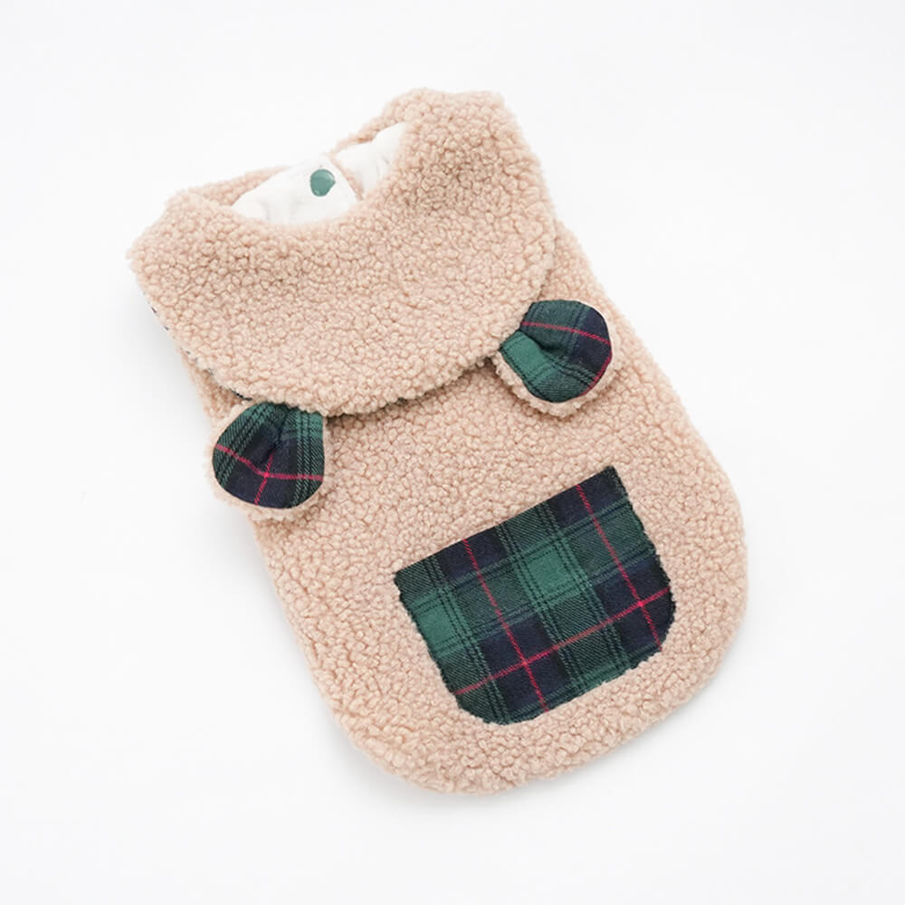 Chaleco Sherpa con ribete de cuadros para perros: cómodo, bonito y perfecto para el invierno