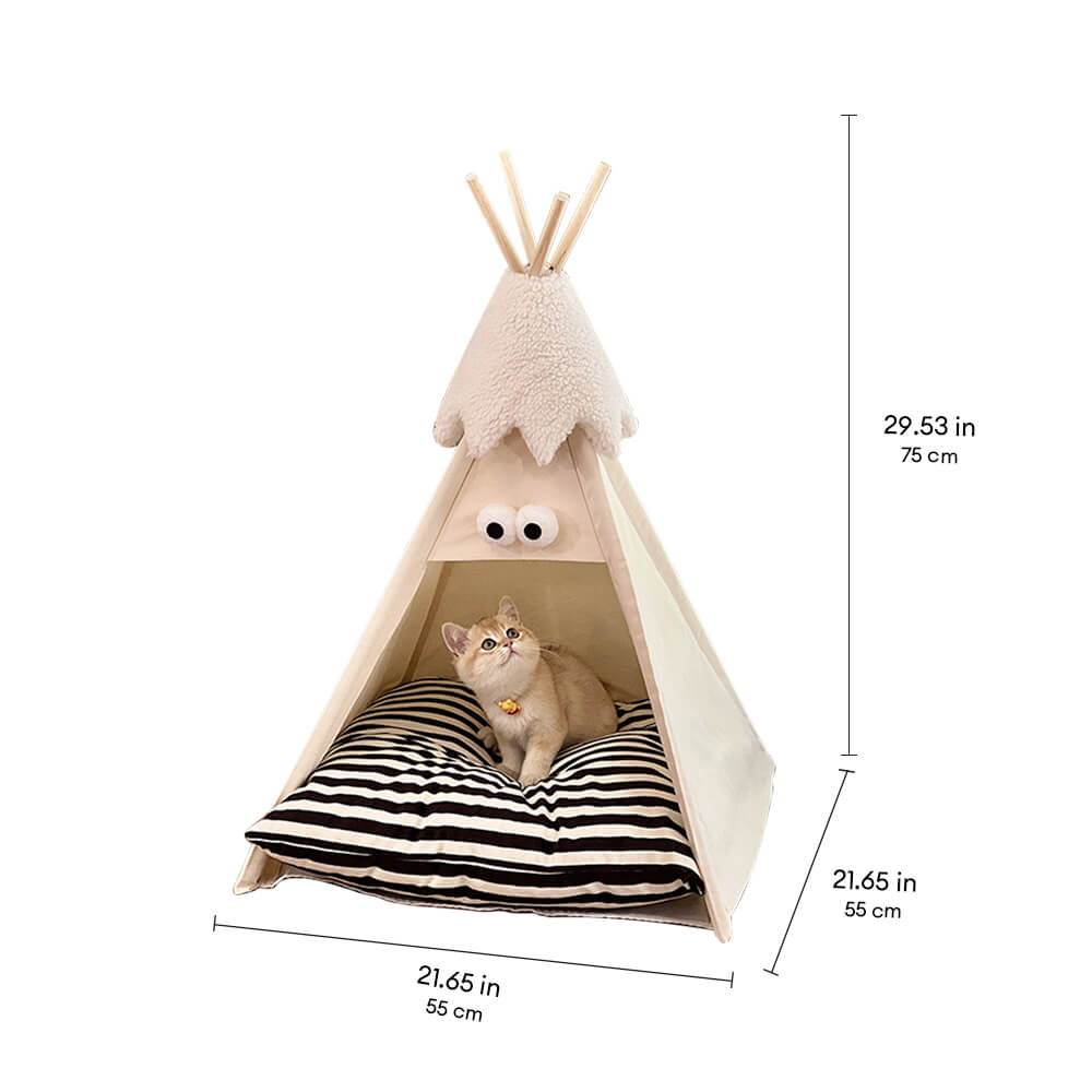 Tienda semi cerrada para perros y gatos de rayas, linda y divertida