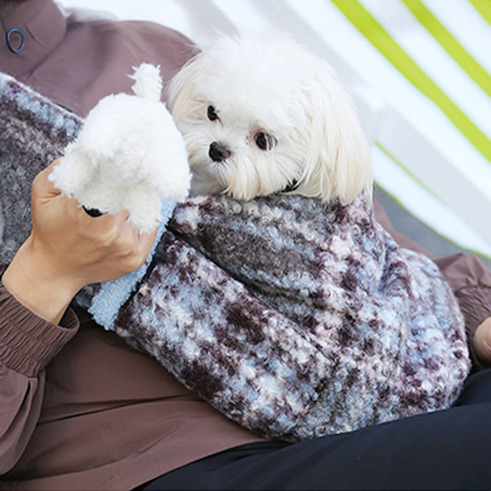 Bolso de hombro para perros y gatos con bolsillo seguro y acogedor a cuadros