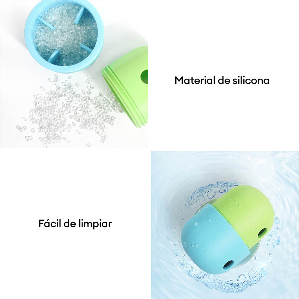 Juguete interactivo de silicona para perros con forma de bola rodante