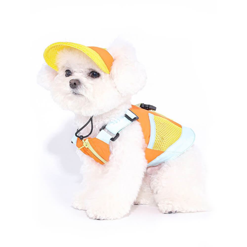 Chaleco colorido de moda para perros con sombrero para el sol para perros pequeños