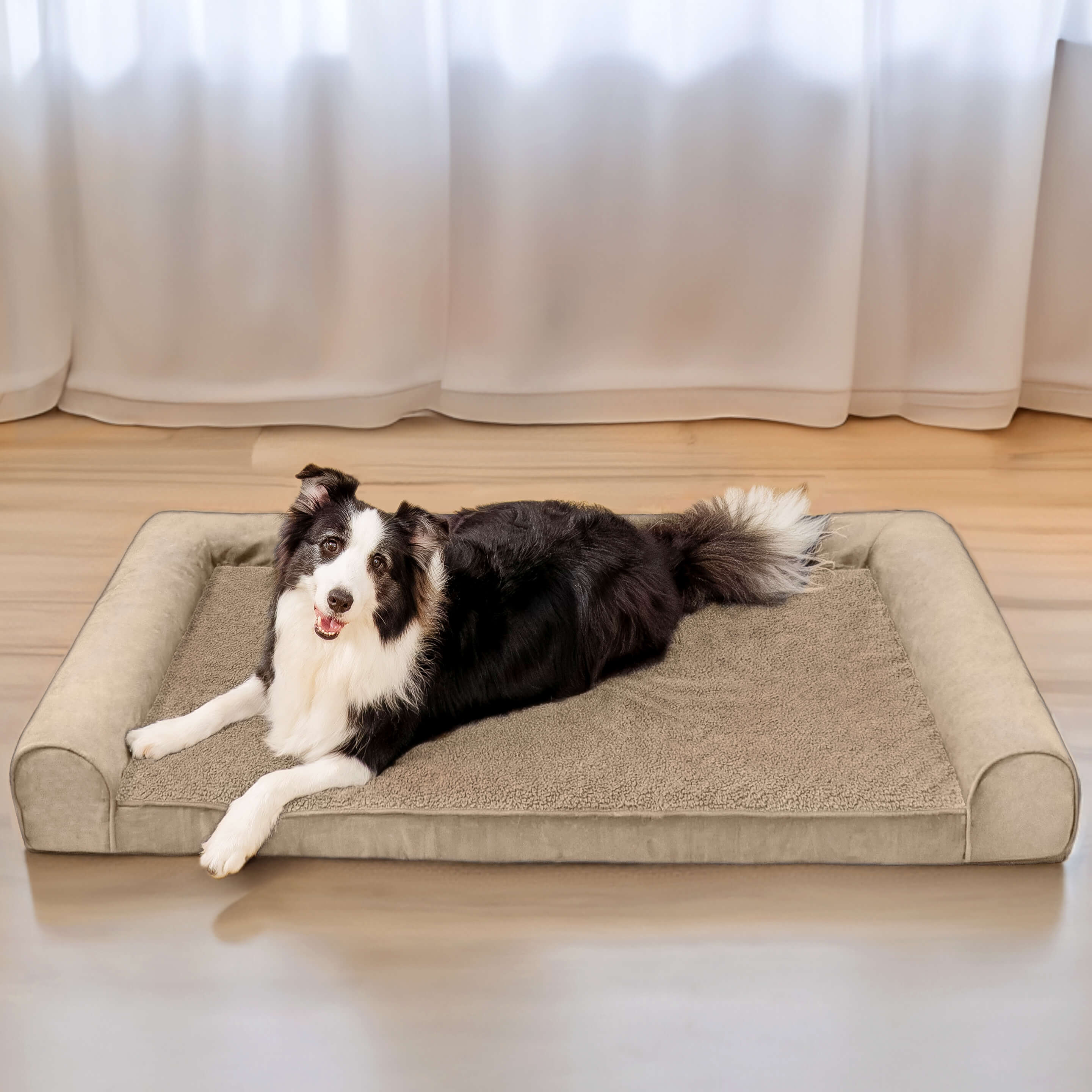 Cama ortopédica para perros con soporte completo de ante y forro polar sintético