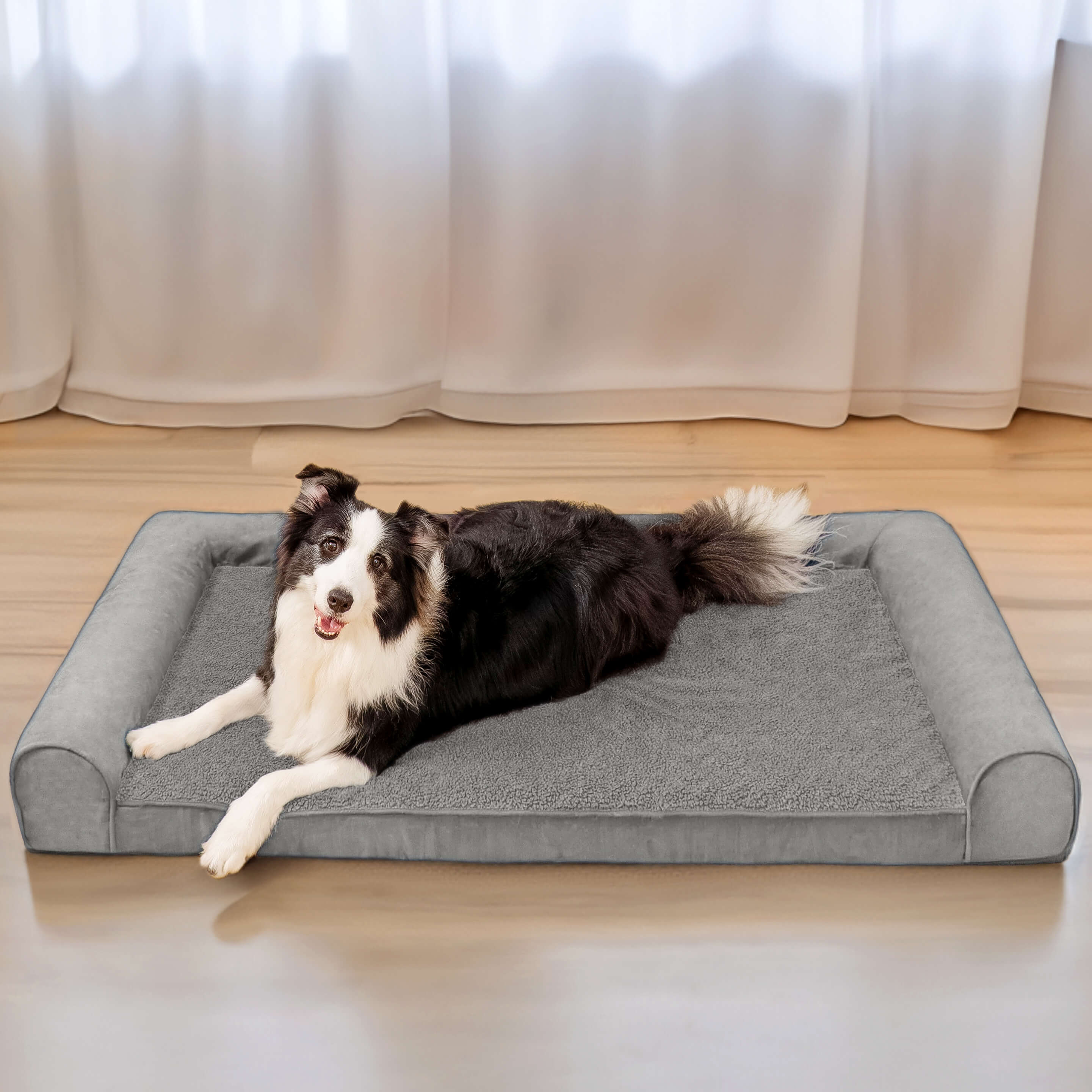 Cama ortopédica para perros con soporte completo de ante y forro polar sintético