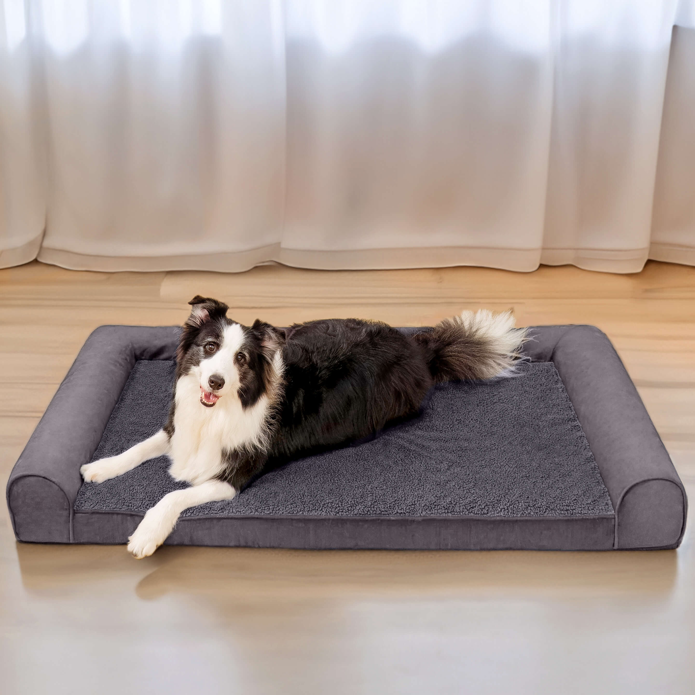 Cama ortopédica para perros con soporte completo de ante y forro polar sintético