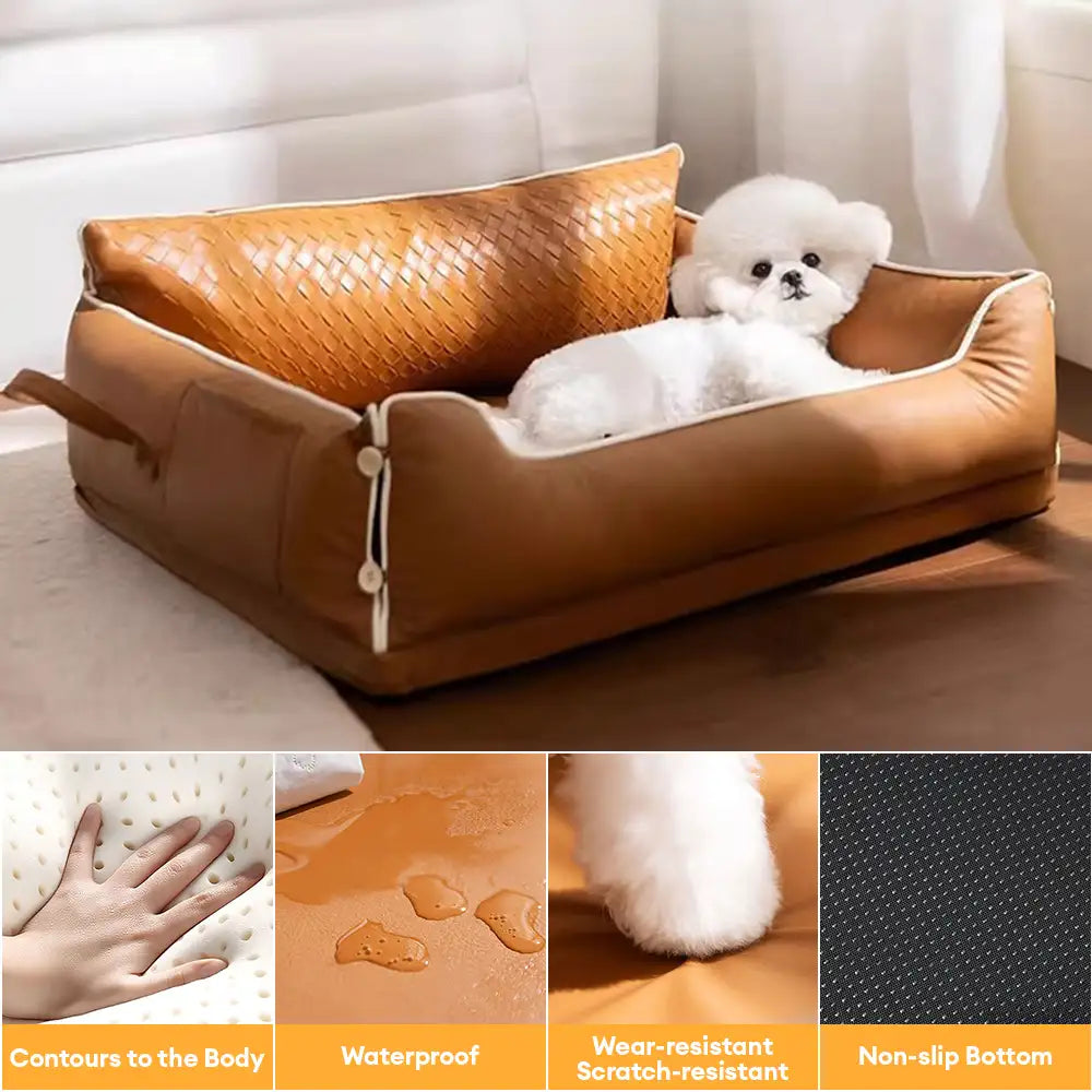 Faux cuero impermeable látex protector de látex sofá cama para perros