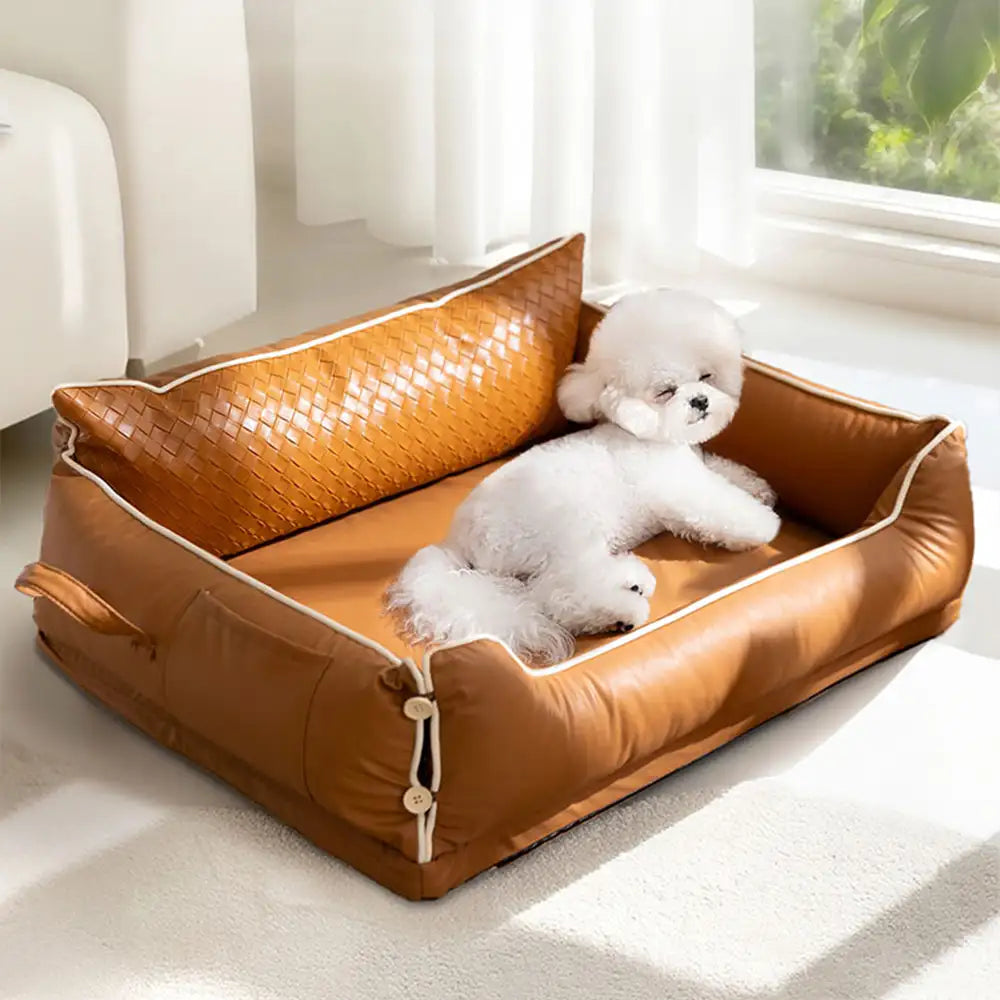 Faux cuero impermeable látex protector de látex sofá cama para perros