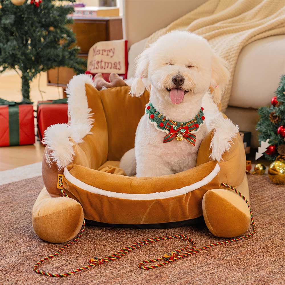 Cama festiva y acogedora para perros: trineo navideño