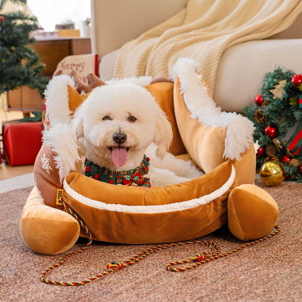 Cama festiva y acogedora para perros: trineo navideño