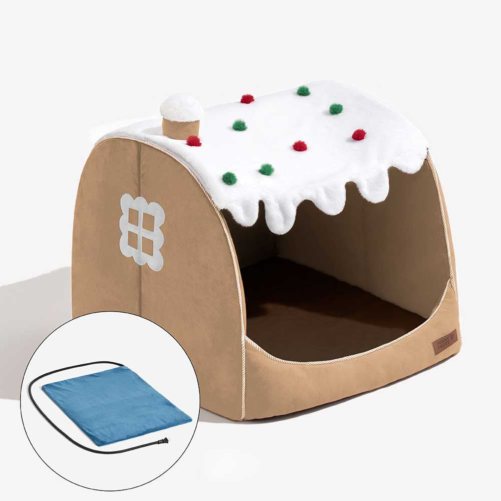 Cama ortopédica para perros Festive Snow House: calidez navideña