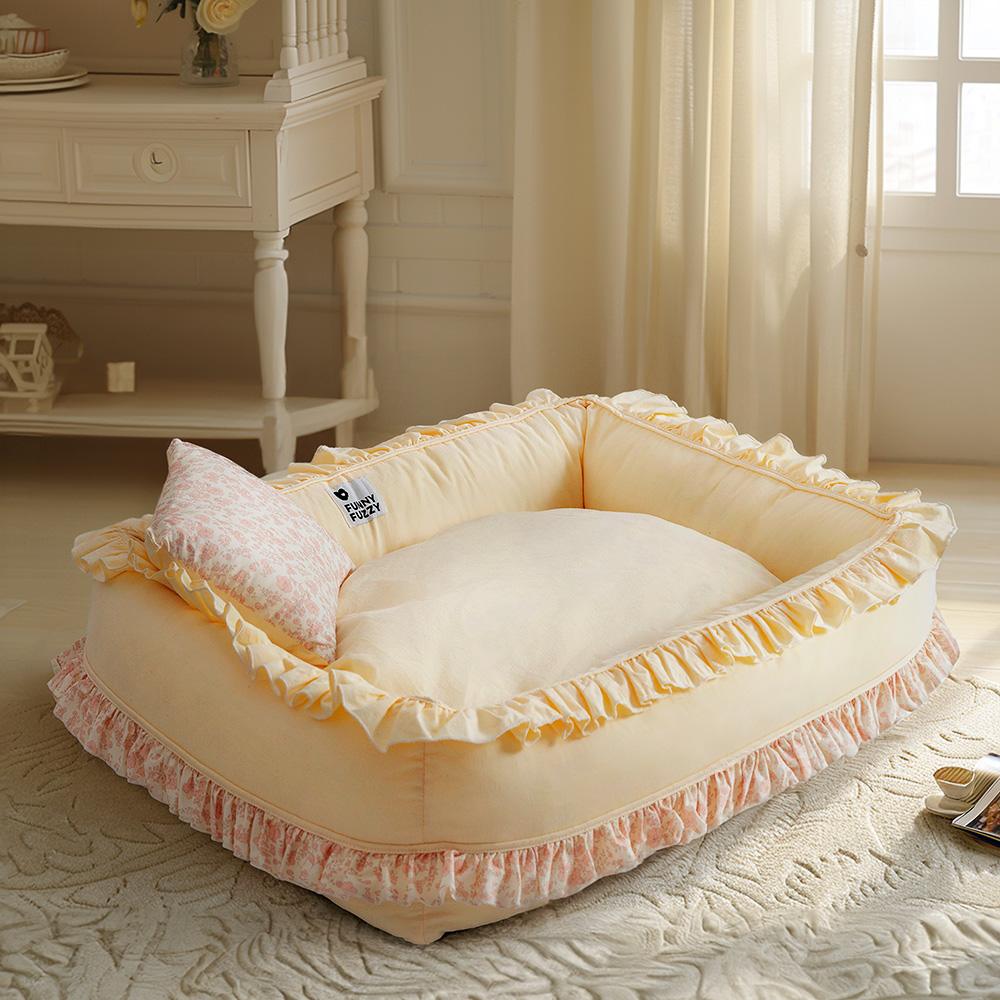Cama de perro ortopédica floral cama calmante de mascotas con almohada