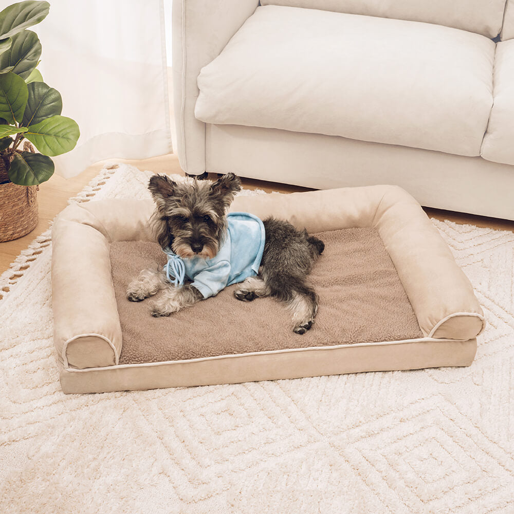 Cama ortopédica para perros con soporte completo de ante y forro polar sintético