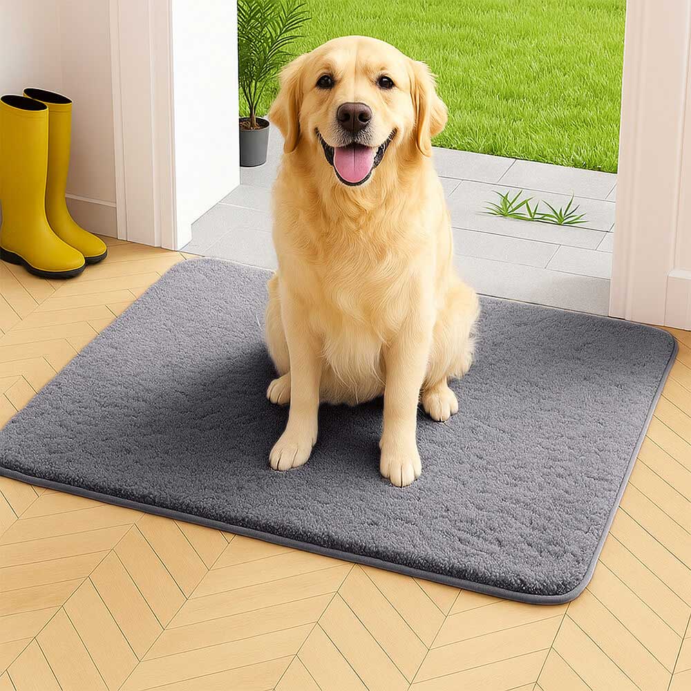 Alfombra para mascotas de felpa gruesa, absorbente y resistente al barro para patas sucias