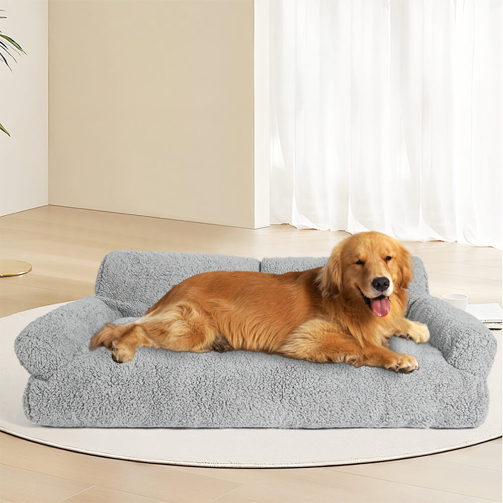 Cama para mascotas de felpa suave y polar antiansiedad, sofá cama para perros