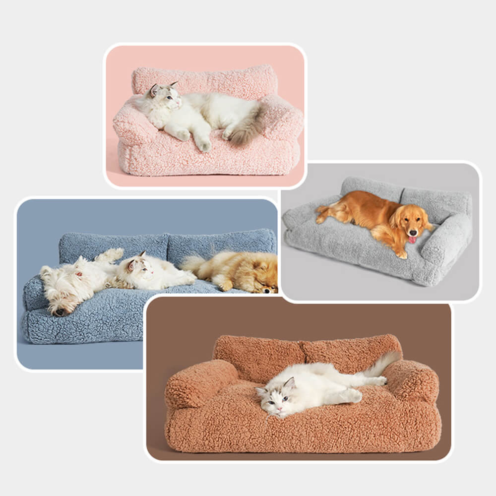 Cama para mascotas de felpa suave y polar antiansiedad, sofá cama para perros