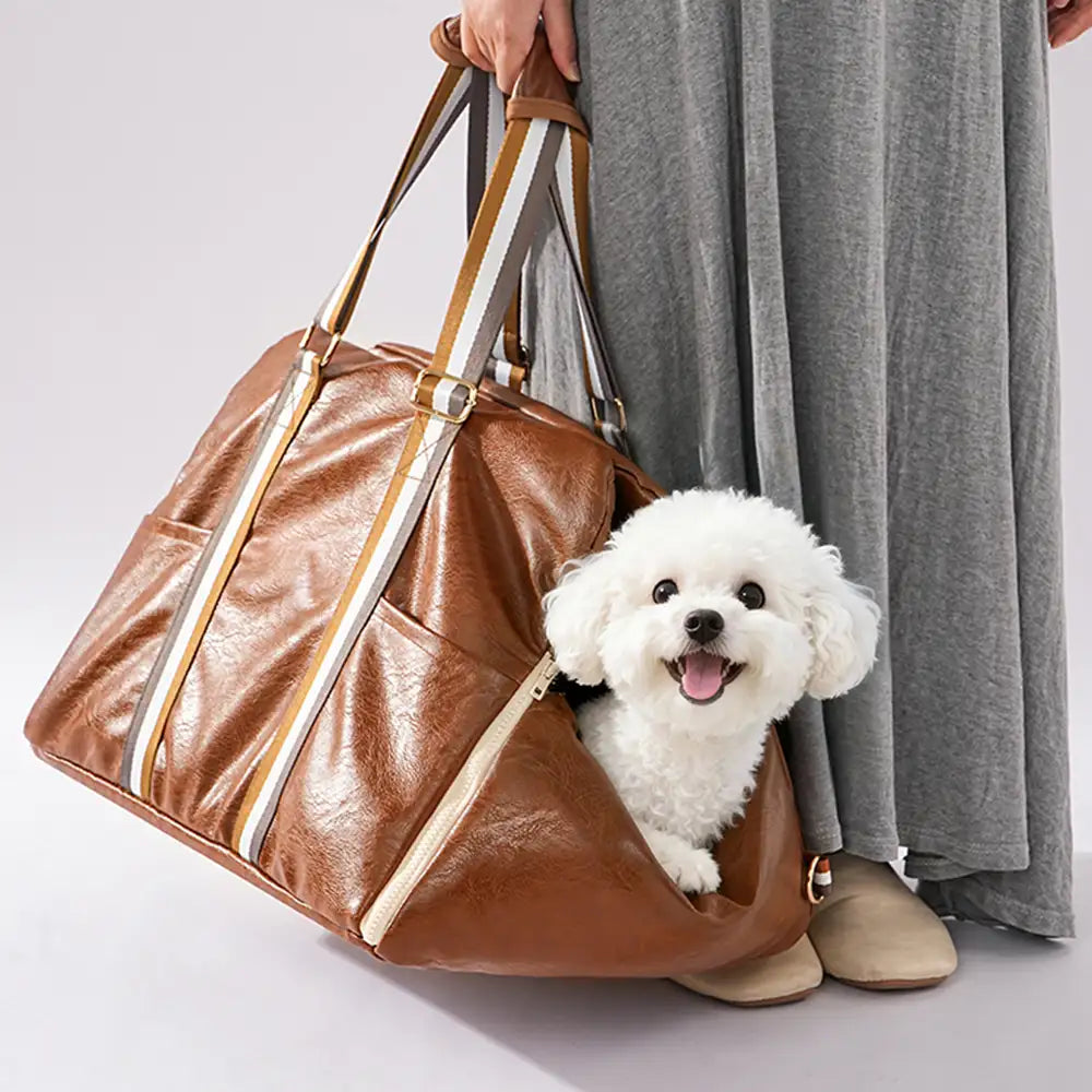 Deluxe Faux Leather Safety Center Console Pet Car Seat and Carrier 3 -in-1