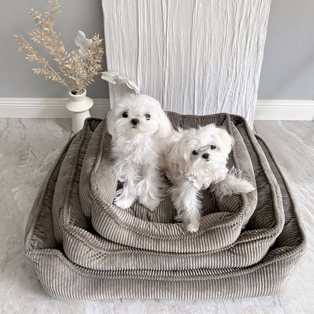 Cama para perros de corduroy duradera y acogedora para todas las estaciones, para perros pequeños y medianos