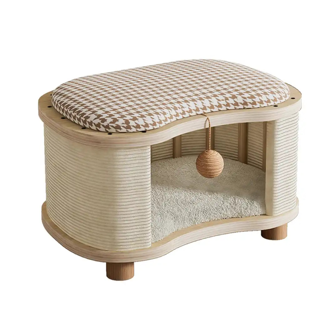 Casa de Gato Cerrada de Madera Moderno 2 en 1 para Todas las Estaciones