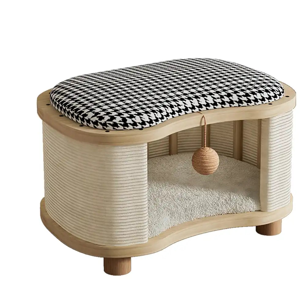 Casa de Gato Cerrada de Madera Moderno 2 en 1 para Todas las Estaciones