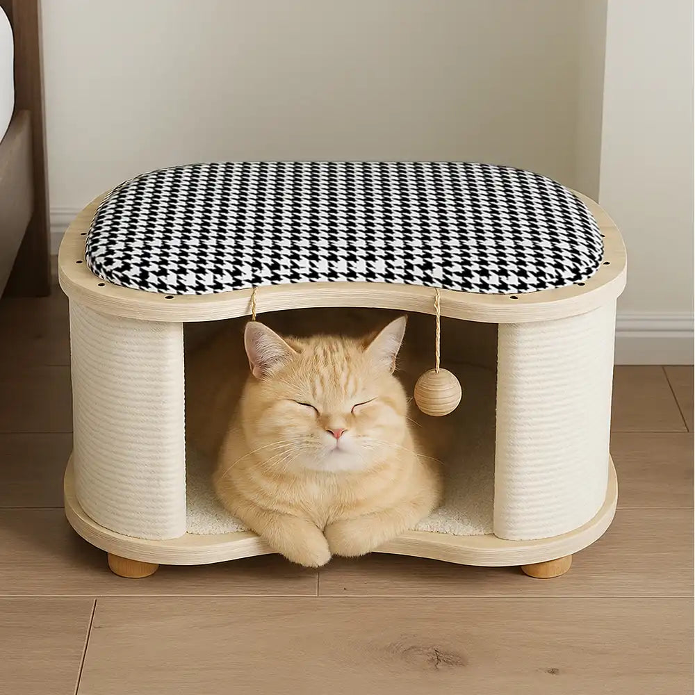 Casa de Gato Cerrada de Madera Moderno 2 en 1 para Todas las Estaciones