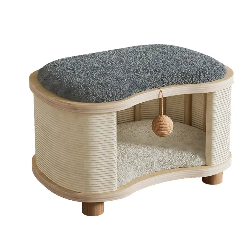 Casa de Gato Cerrada de Madera Moderno 2 en 1 para Todas las Estaciones