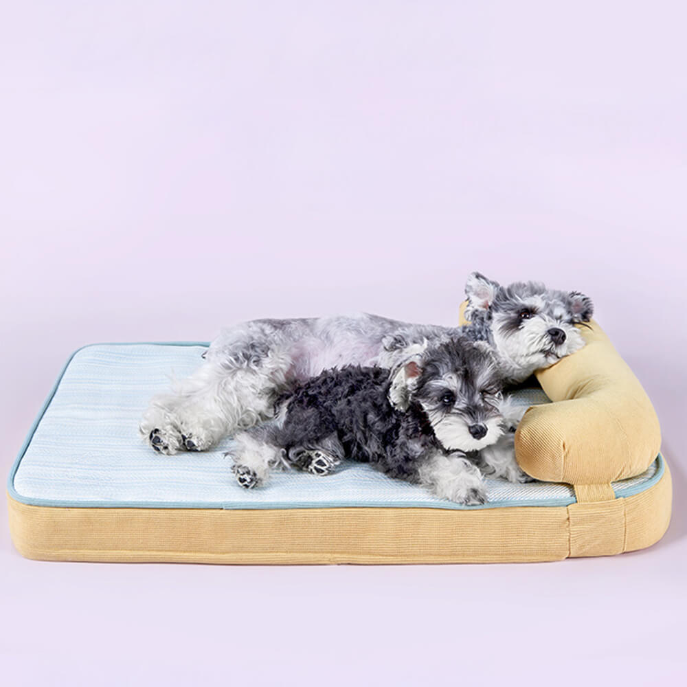 Cama ortopédica para perros transpirable de temporada con forro impermeable y almohada
