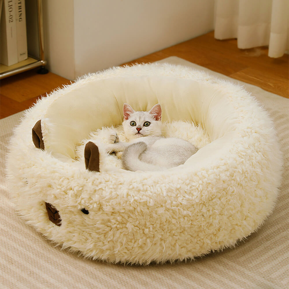 Cama para perros y gatos extraíble, cálida y esponjosa de felpa con forma de alpaca