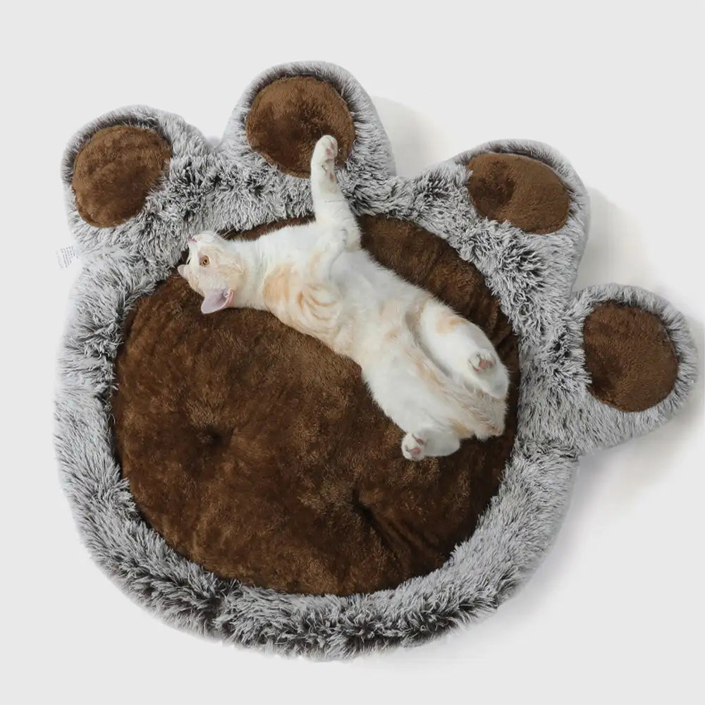 Alfombrilla de mascota grande y cómoda de felpa suave con forma de pata de oso