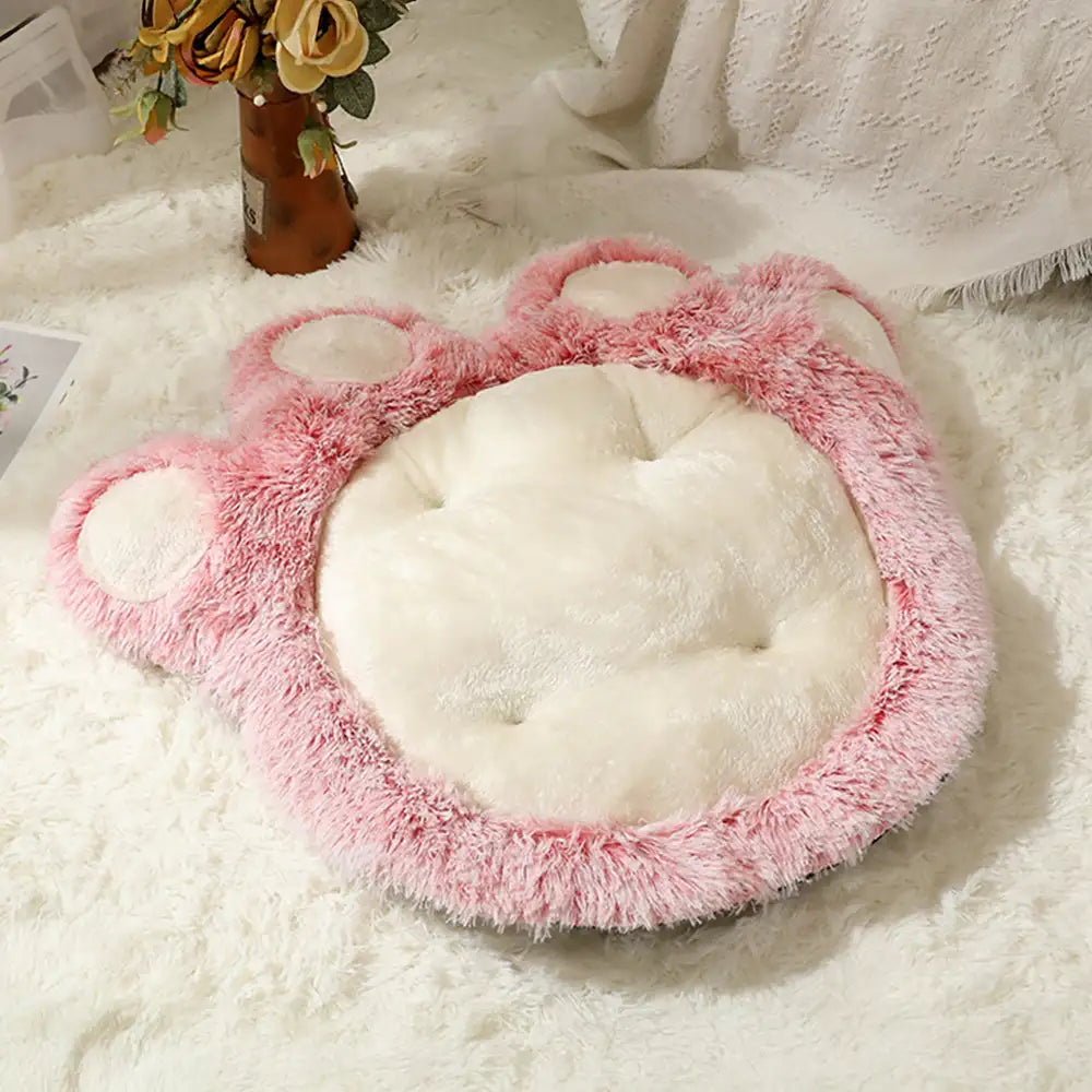 Alfombrilla de mascota grande y cómoda de felpa suave con forma de pata de oso