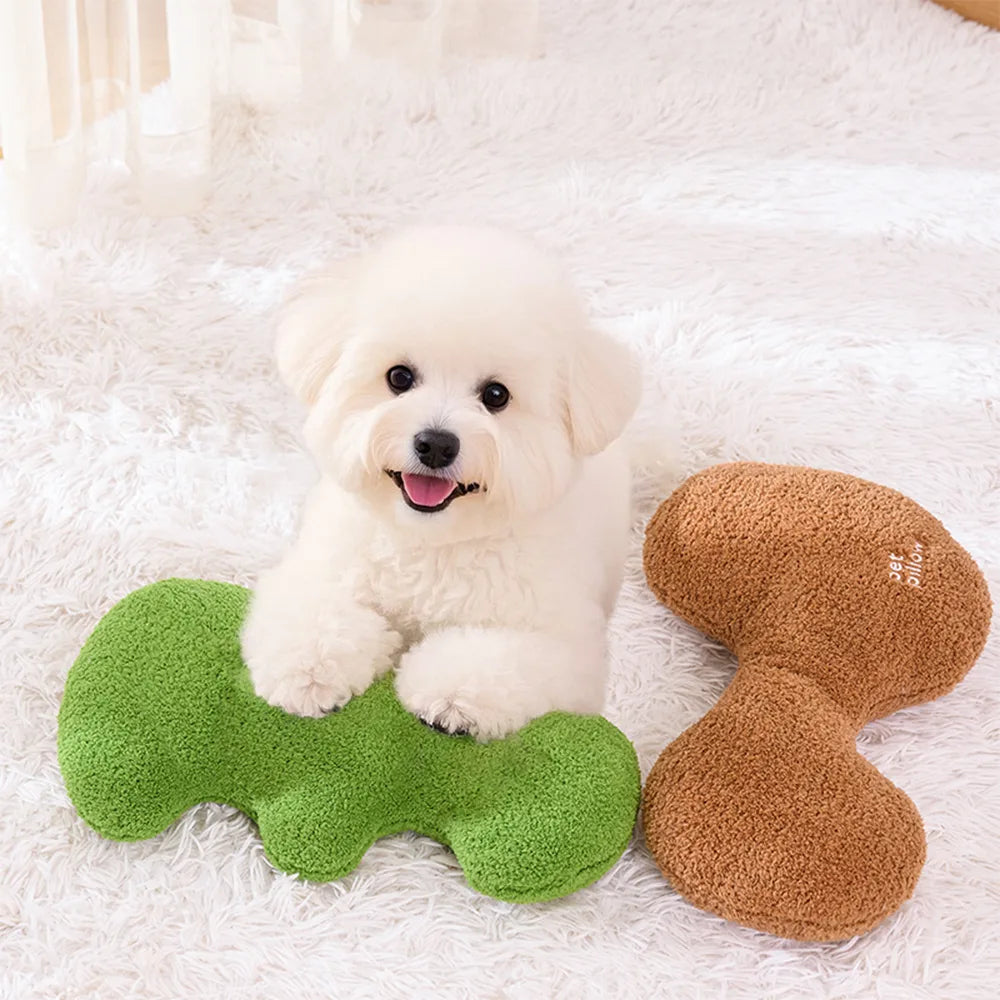 Juguete para perro en forma de hueso, juguetón y chirriante, cojín para mascotas