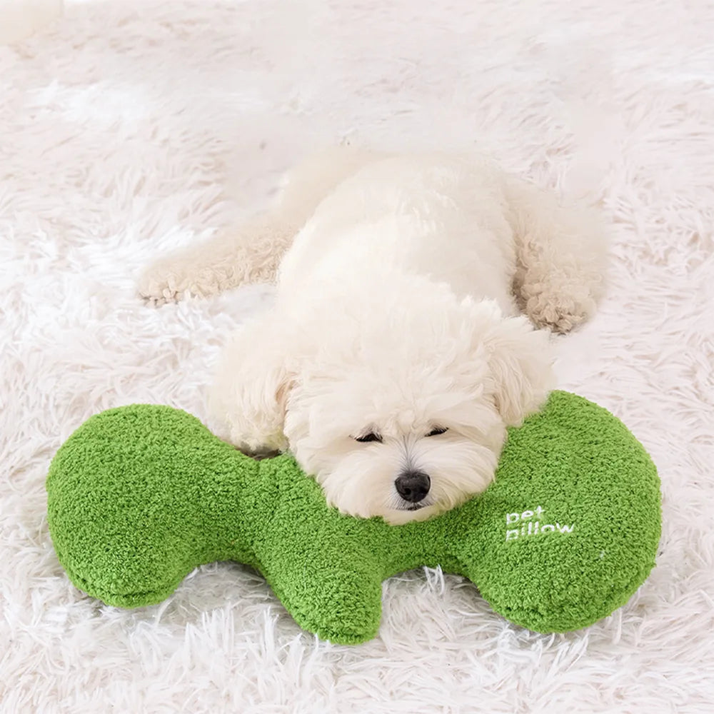 Juguete para perro en forma de hueso, juguetón y chirriante, cojín para mascotas