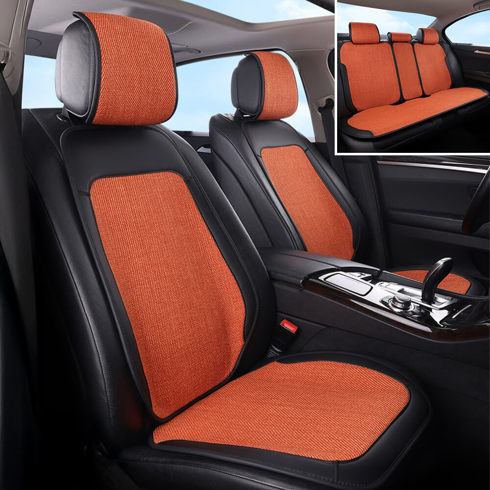 Juego completo de fundas de asiento de coche de mezcla de algodón premium, transpirables y antideslizantes