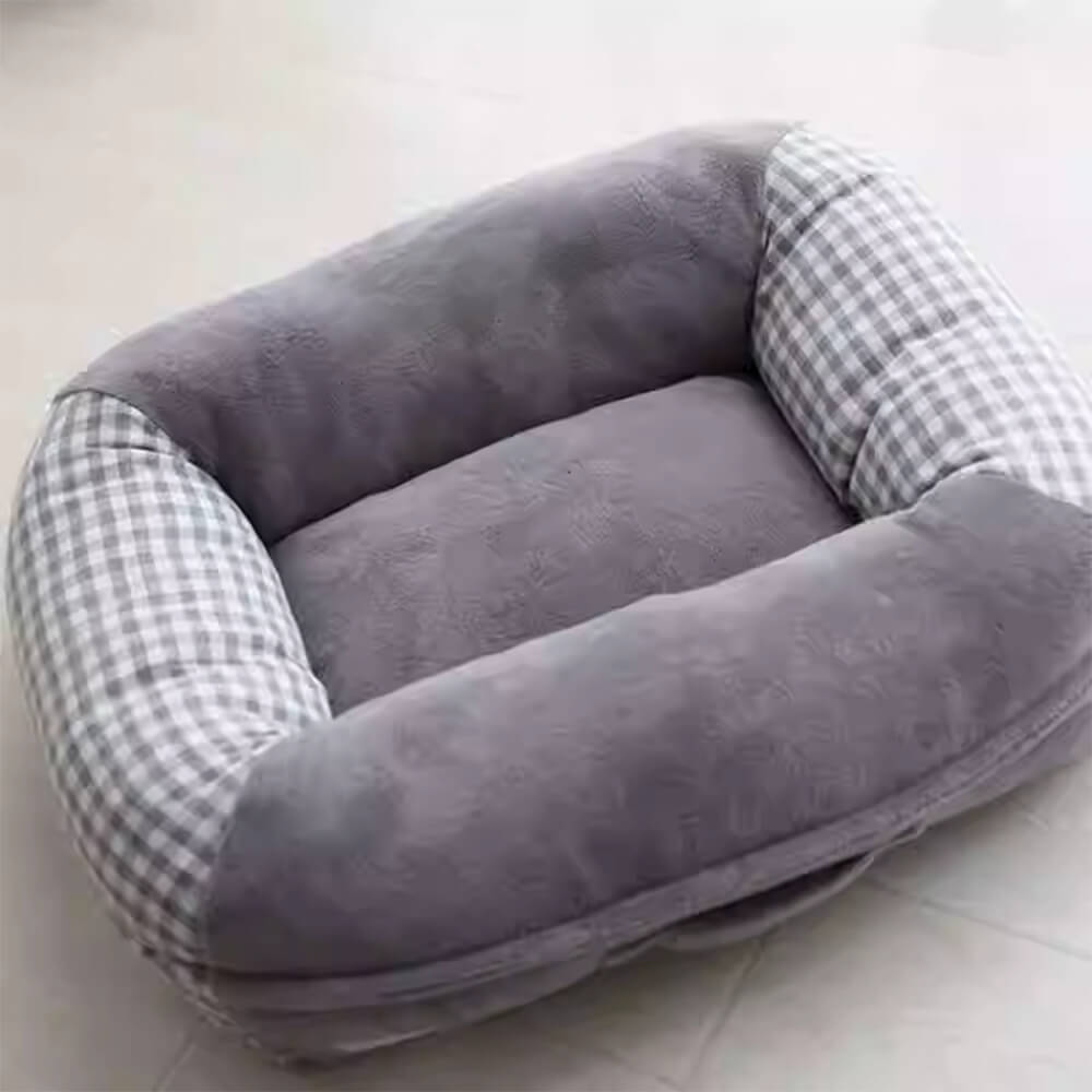 Cama para perros y gatos con soporte envolvente completo, impermeable y de vellón coral de lona