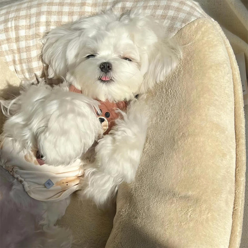 Cama para perros y gatos con soporte envolvente completo, impermeable y de vellón coral de lona