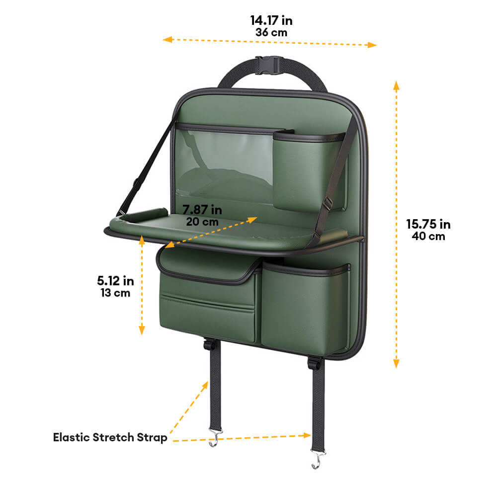 Organizador plegable para el asiento trasero del coche con mesa trayecto