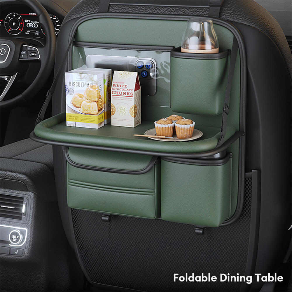 Organizador plegable para el asiento trasero del coche con mesa trayecto