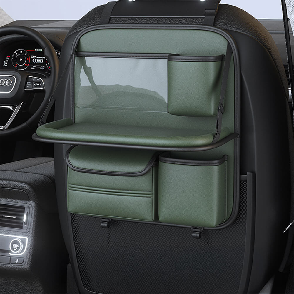 Organizador plegable para el asiento trasero del coche con mesa trayecto