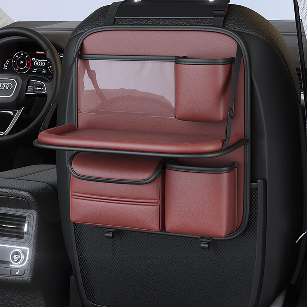 Organizador plegable para el asiento trasero del coche con mesa trayecto