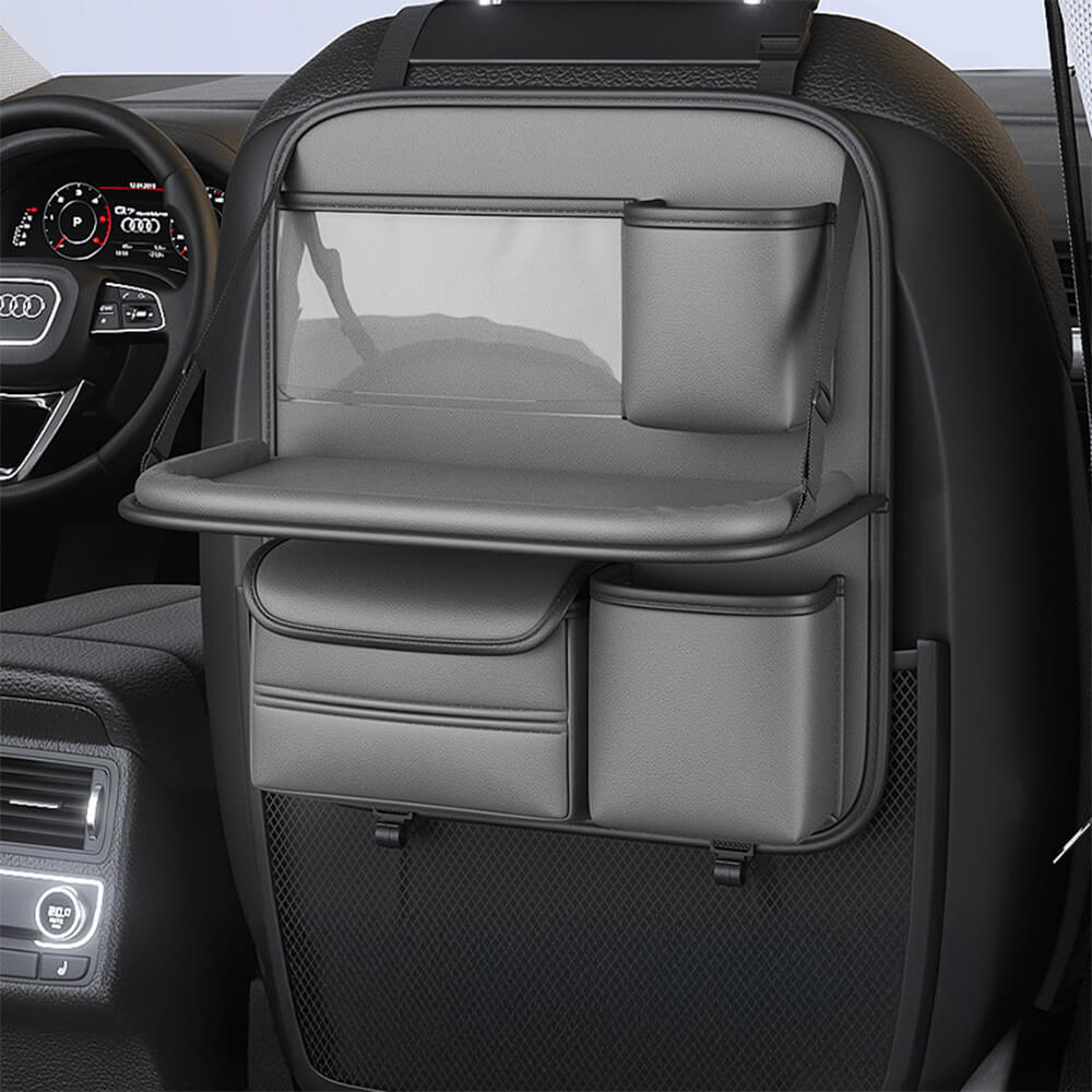 Organizador plegable para el asiento trasero del coche con mesa trayecto