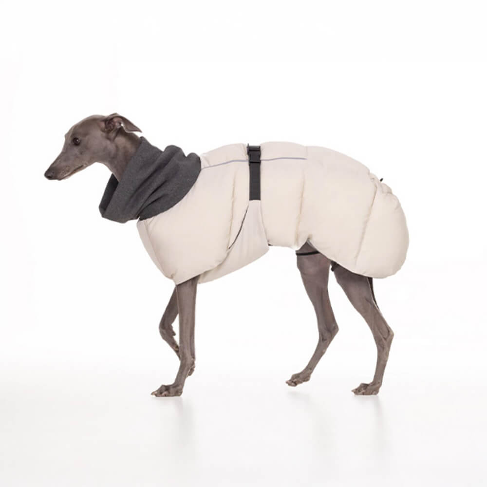 Chaqueta para perro con cuello alto, informal, cálida, impermeable, con rayas reflectantes y ajustable