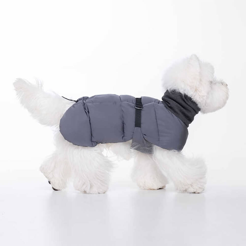 Chaqueta para perro con cuello alto, informal, cálida, impermeable, con rayas reflectantes y ajustable