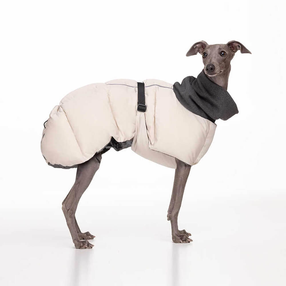 Chaqueta para perro con cuello alto, informal, cálida, impermeable, con rayas reflectantes y ajustable