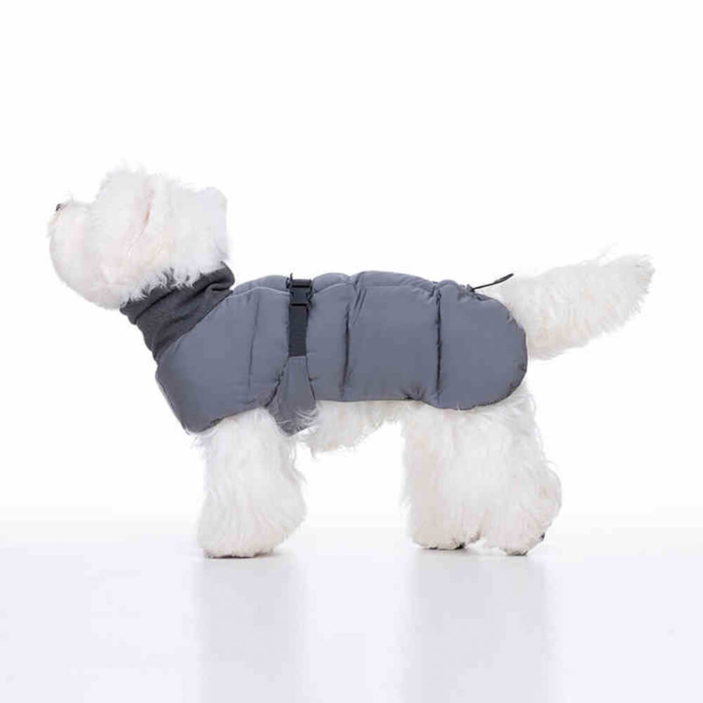 Chaqueta para perro con cuello alto, informal, cálida, impermeable, con rayas reflectantes y ajustable