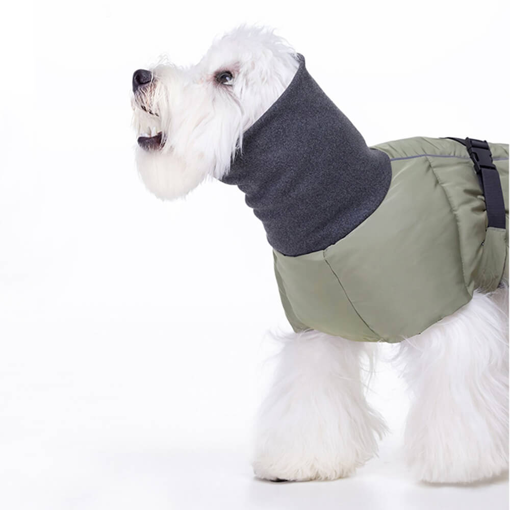 Chaqueta para perro con cuello alto, informal, cálida, impermeable, con rayas reflectantes y ajustable