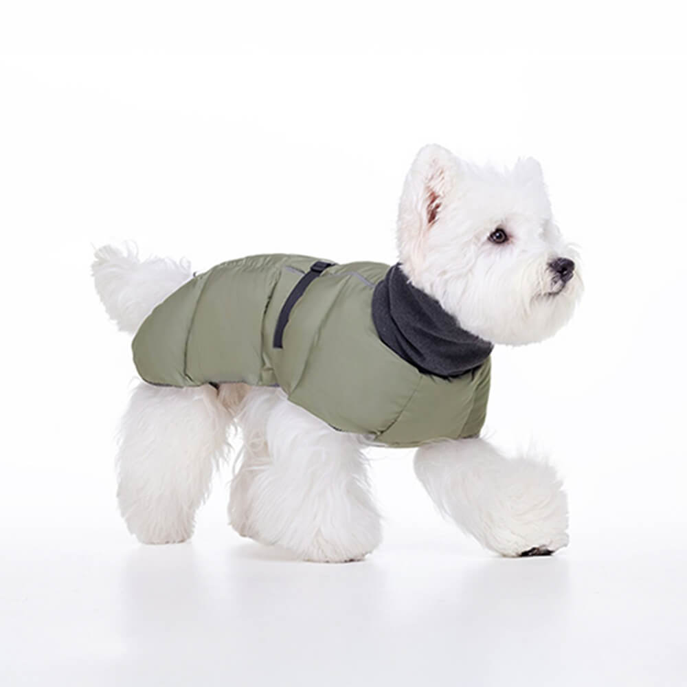 Chaqueta para perro con cuello alto, informal, cálida, impermeable, con rayas reflectantes y ajustable